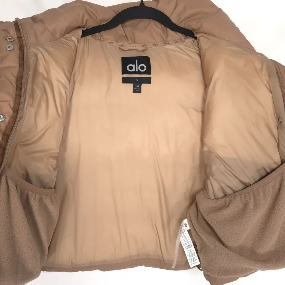 ALO‎ Yoga Women's Vest Hooded SMALL Gold Rush Puffer Nylon Outdoor W4469R